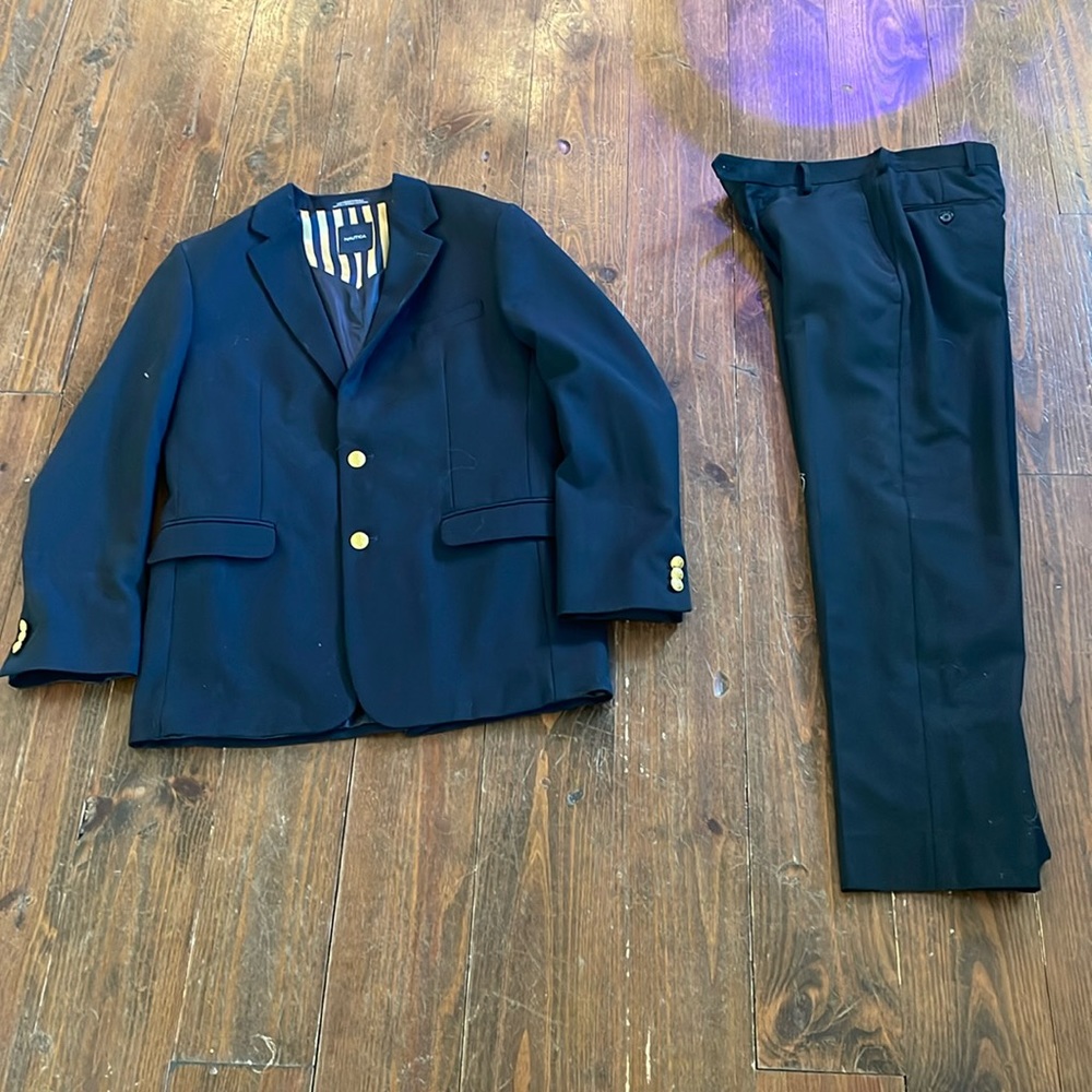 Boys Suit Separate- Nautica Blazer Size 18, Joseph Aboud 26” waist slacks, Navy